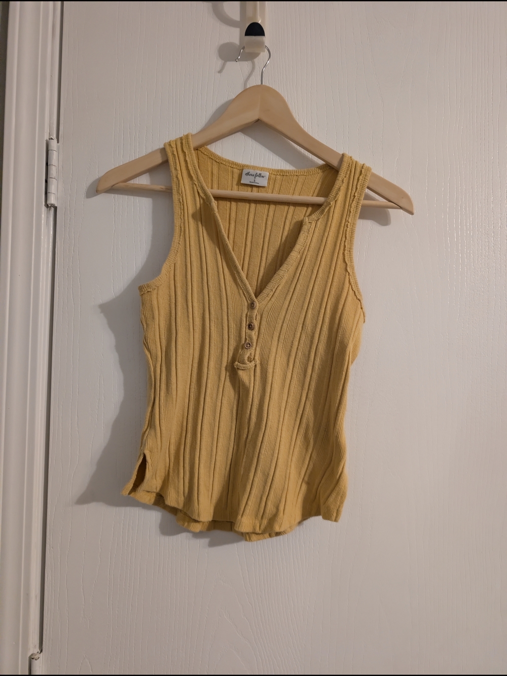 Others Follow Ribbed V-Neck Tank Top - Mustard